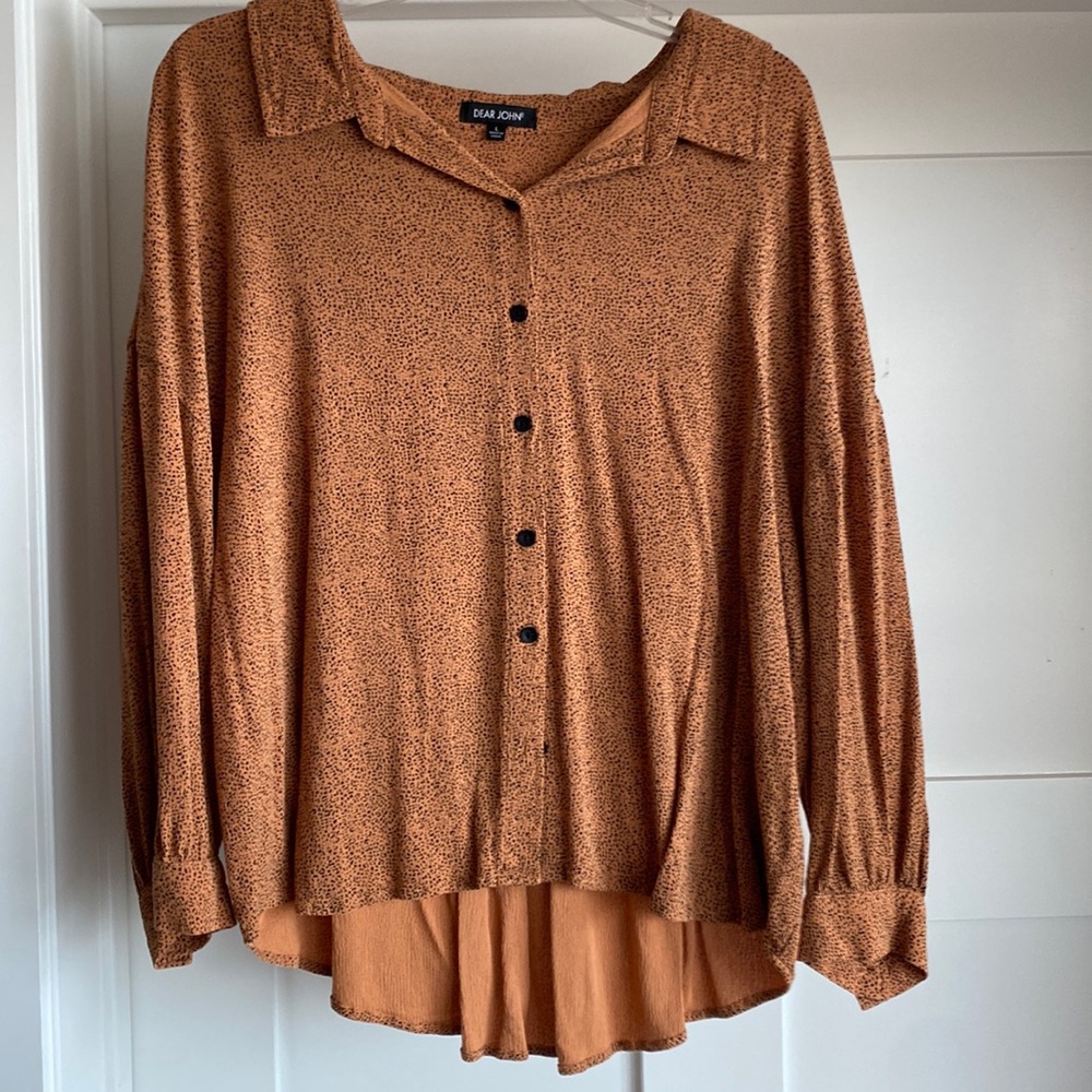 Orange and black button down top